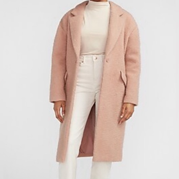NWOT Express Wool Blend Dusty Pink Women Coat. One button closer. Two packets. - Picture 8 of 9